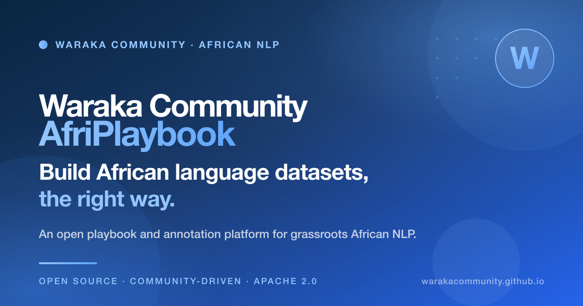 Call for Chapters: Masakhane Playbook